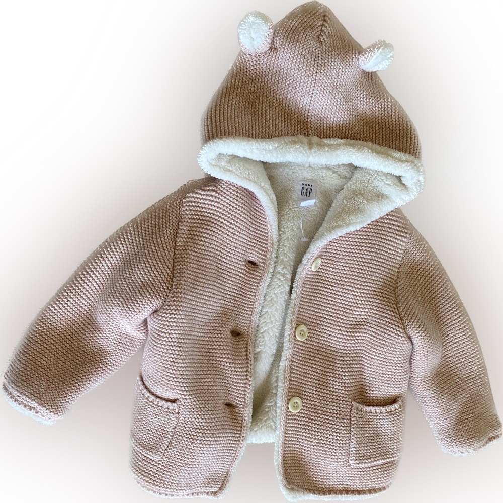 EUC Baby Gap Sherpa-Lined Bear Sweater